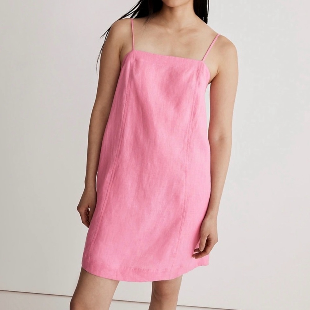 Madewell Pink Linen Mini Dress